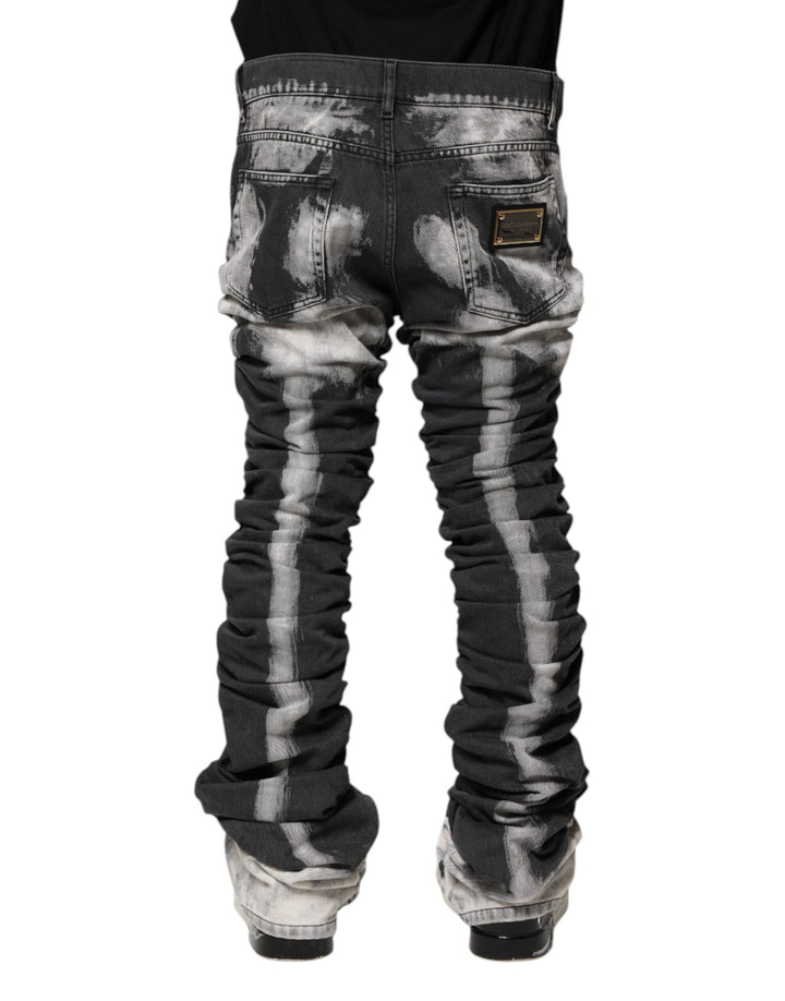 Black Tie Dye Straight Denim Jeans