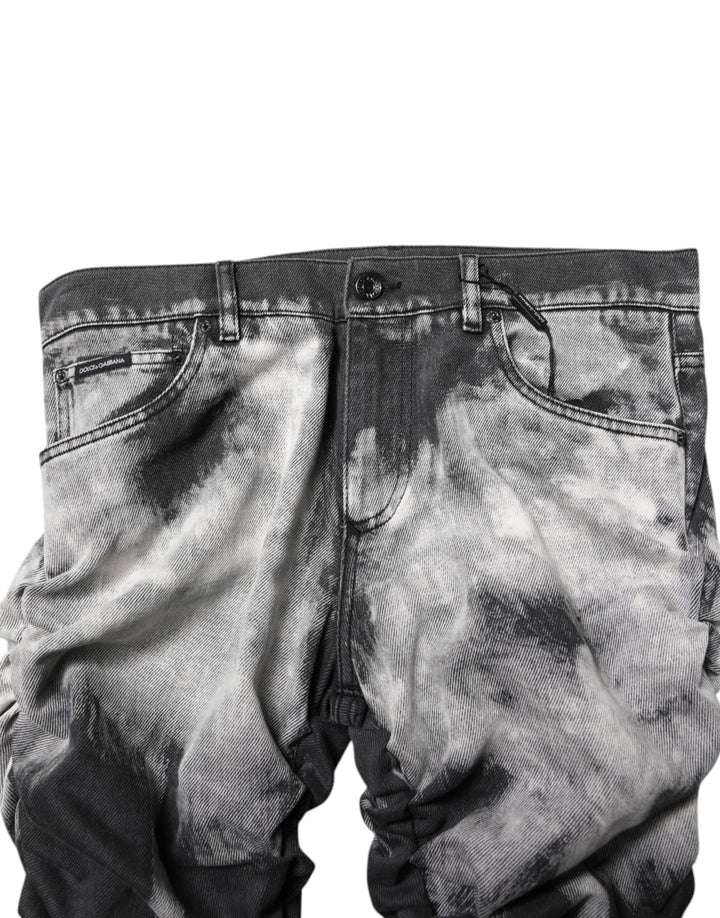 Black Tie Dye Straight Denim Jeans