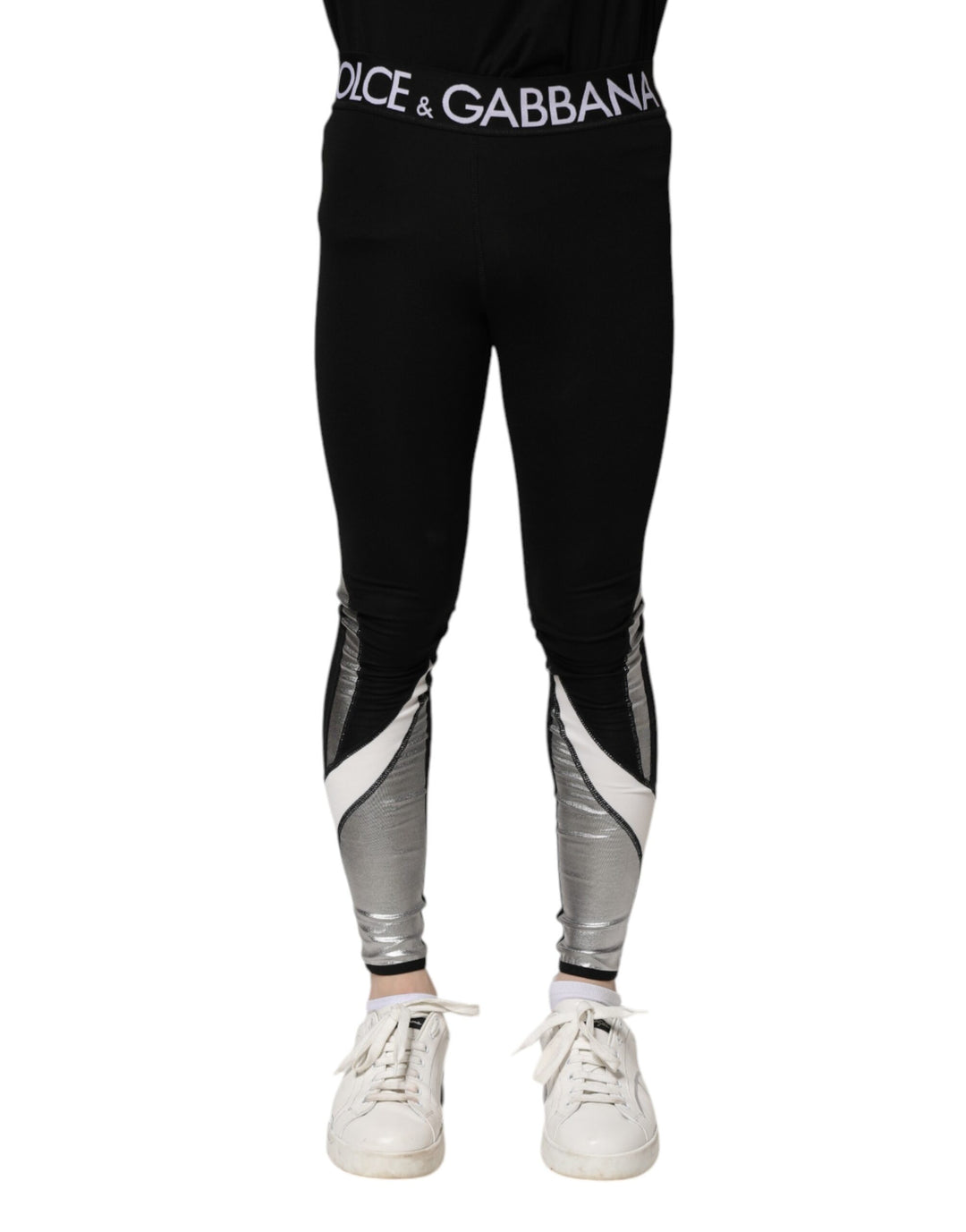 Black Silver Nylon Skinny Men Leggings Pants