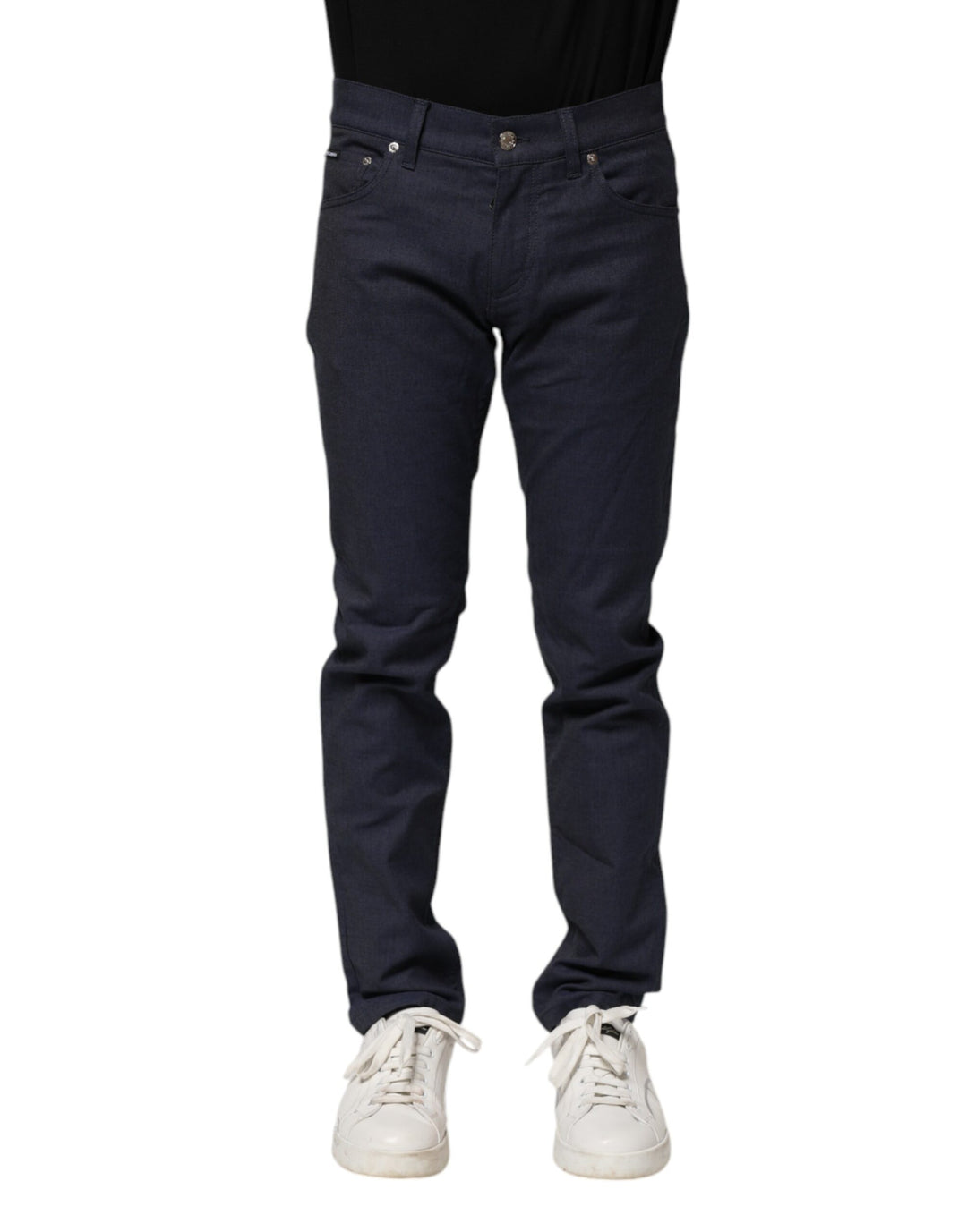 Dark Blue Cotton Skinny Denim Jeans