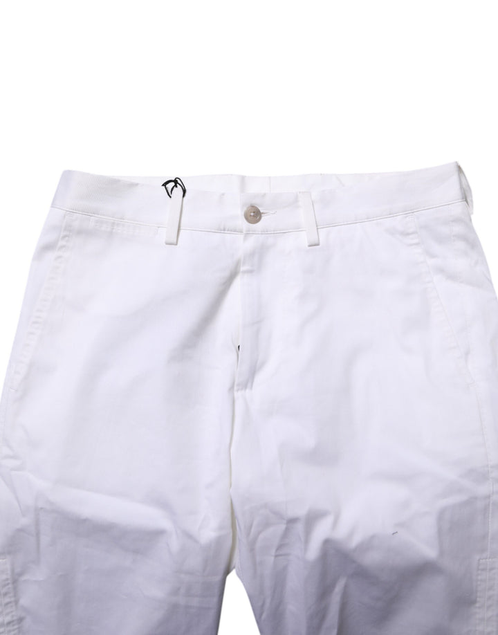 White Cotton Stretch Men Denim Bermuda Shorts