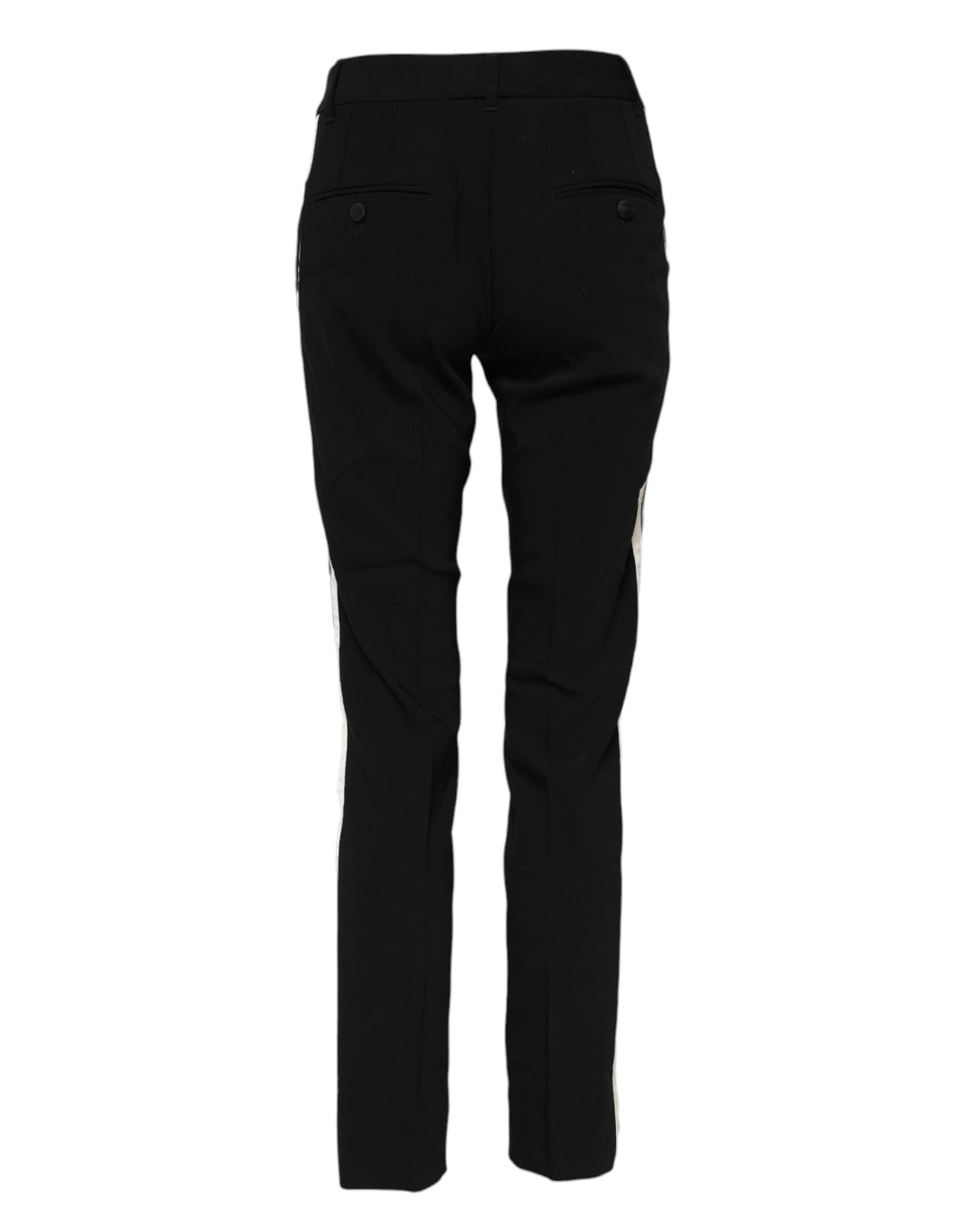 Black Wool Mid Waisted Tapered Dress Pants