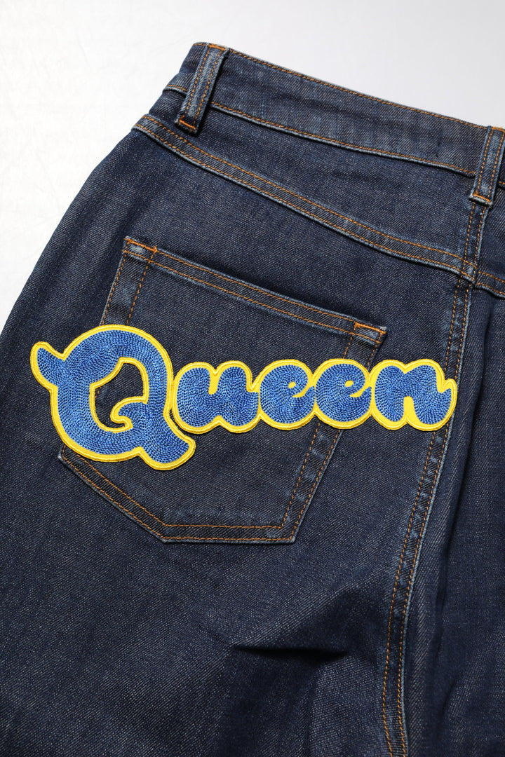 Blue Queen Patch AUDREY Mid Waist Denim Jeans
