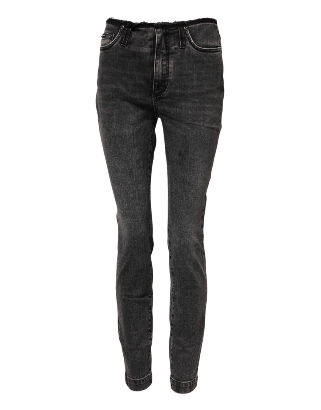 Gray Skinny Cotton Mid Waisted Denim Jeans