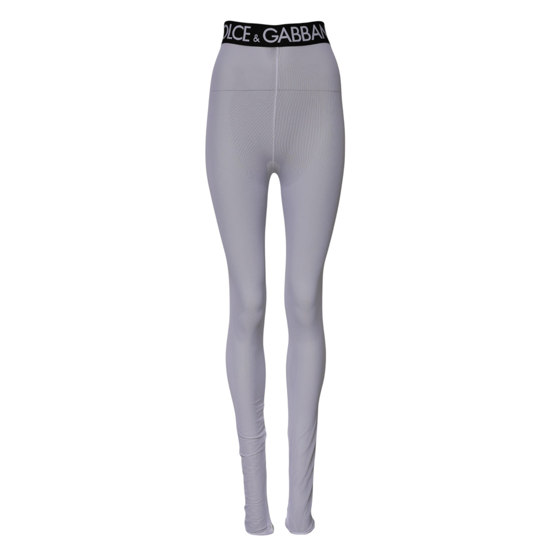 Gray Nylon DG Logo Mid Waisted Leggings Pants