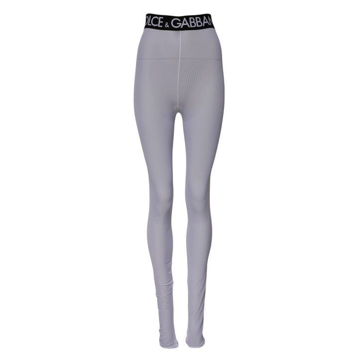 Gray Nylon DG Logo Mid Waisted Leggings Pants