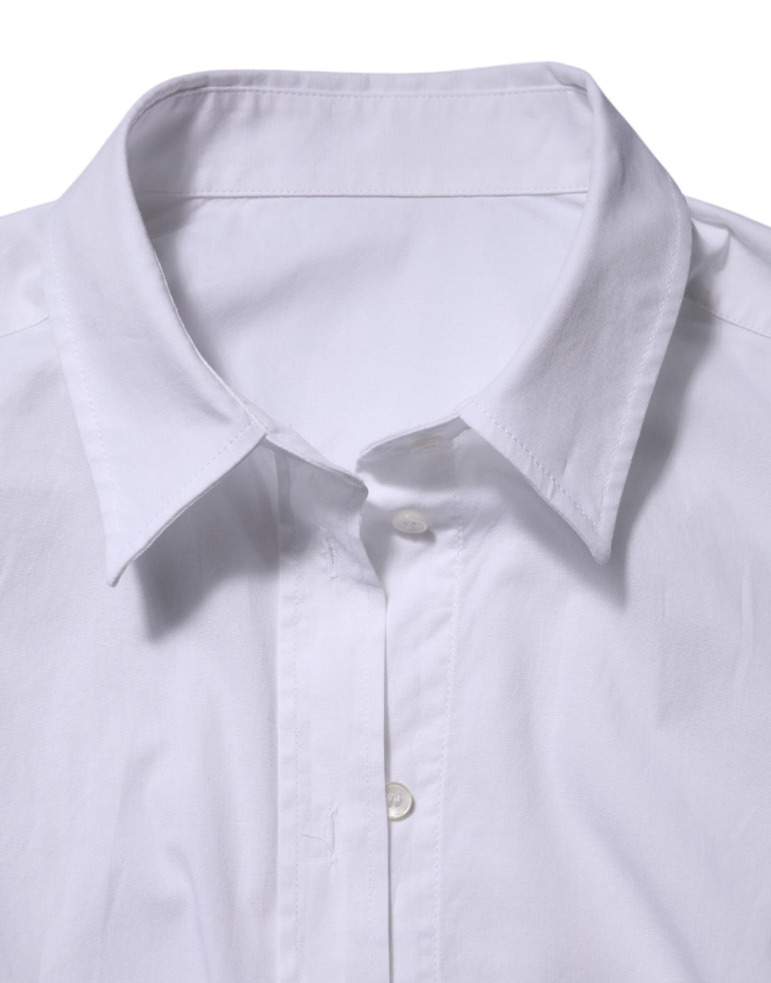 White Cotton Long Sleeves Collared Top Shirt