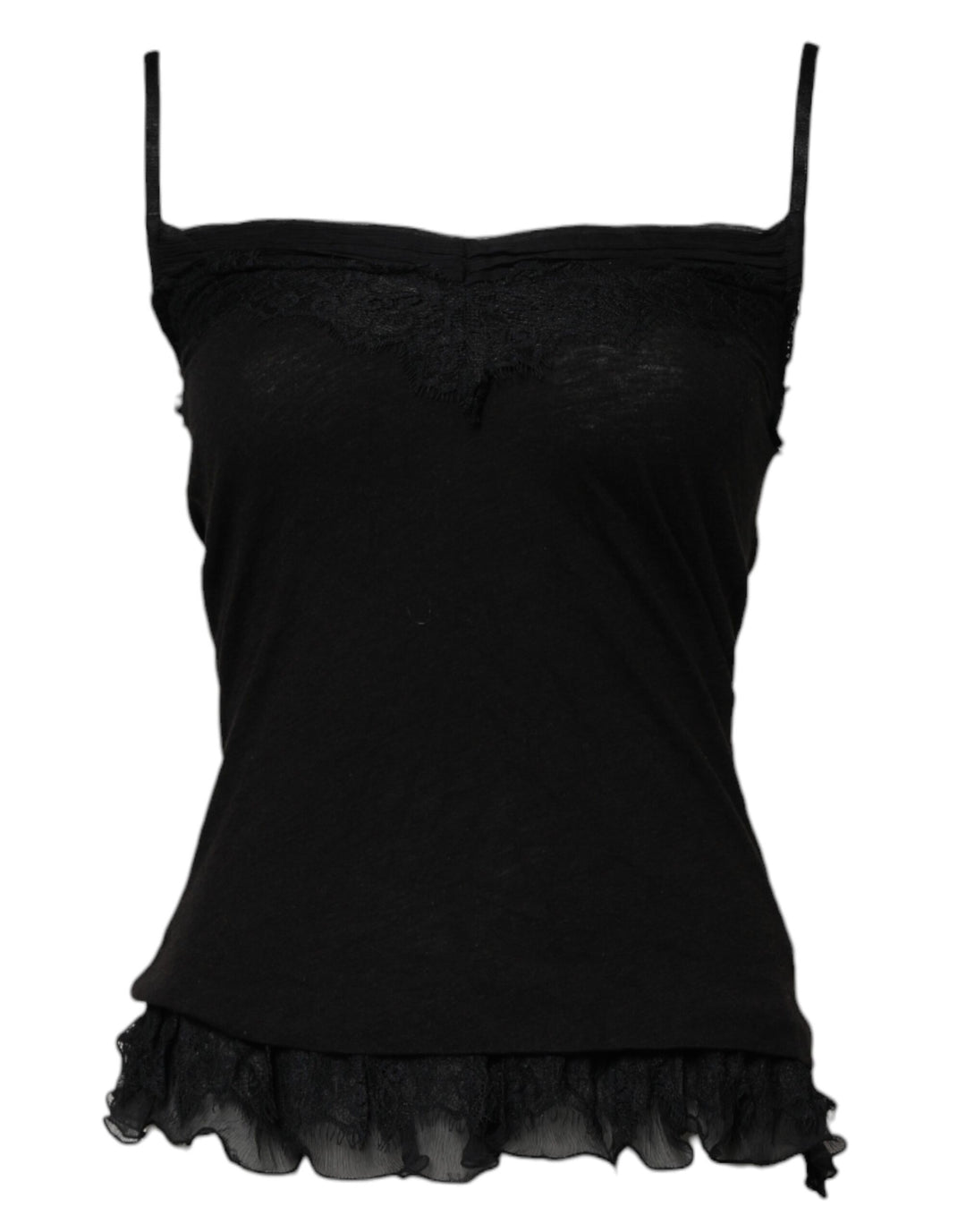 Black Wool Sleeveless Square Neck Tank Top