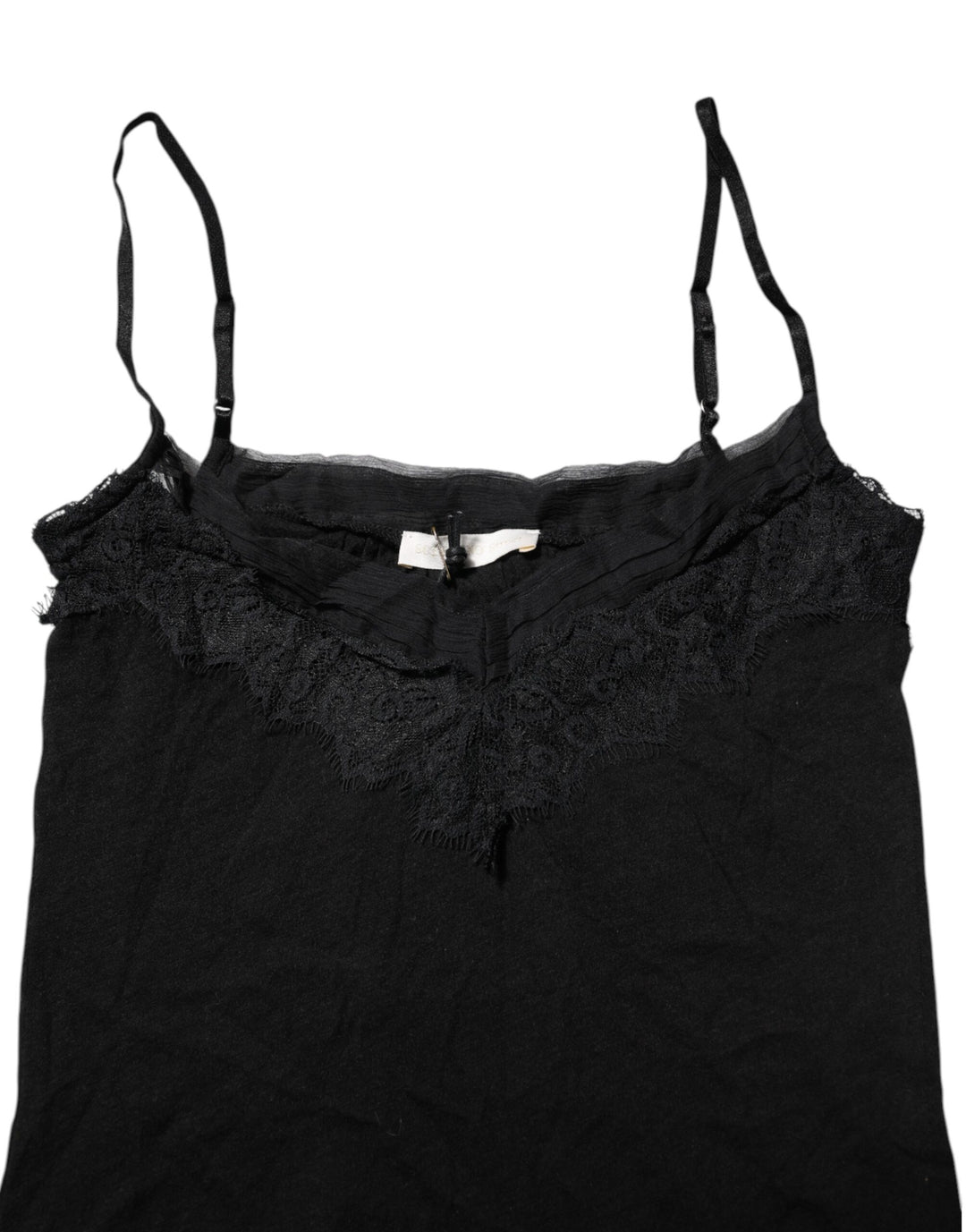 Black Wool Sleeveless Square Neck Tank Top