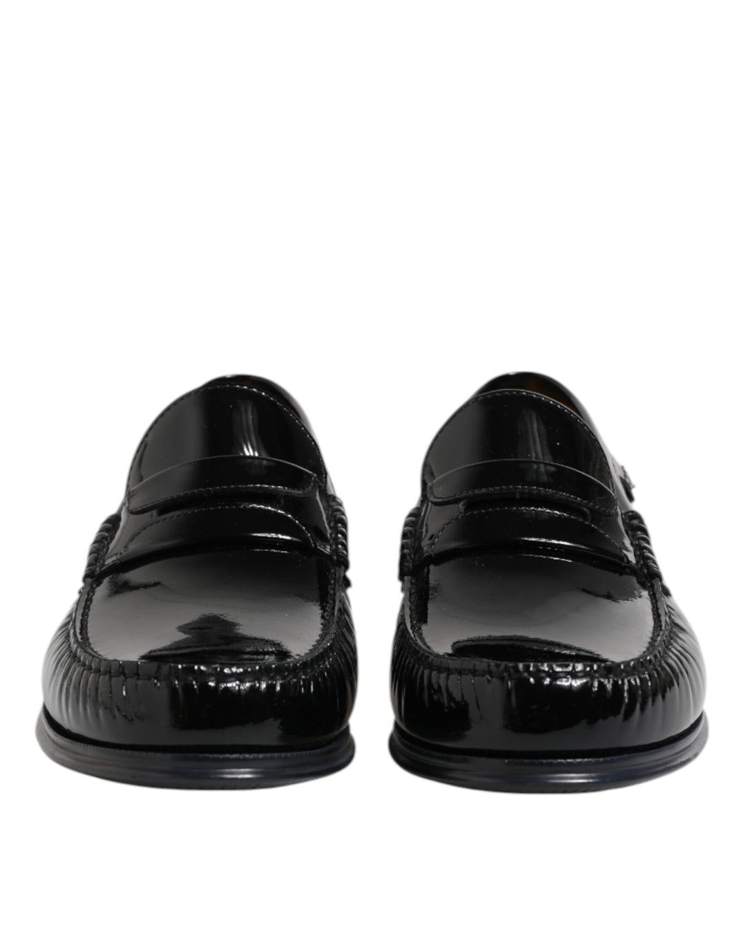 Black Leather Slip On Loafers Dress Shoes