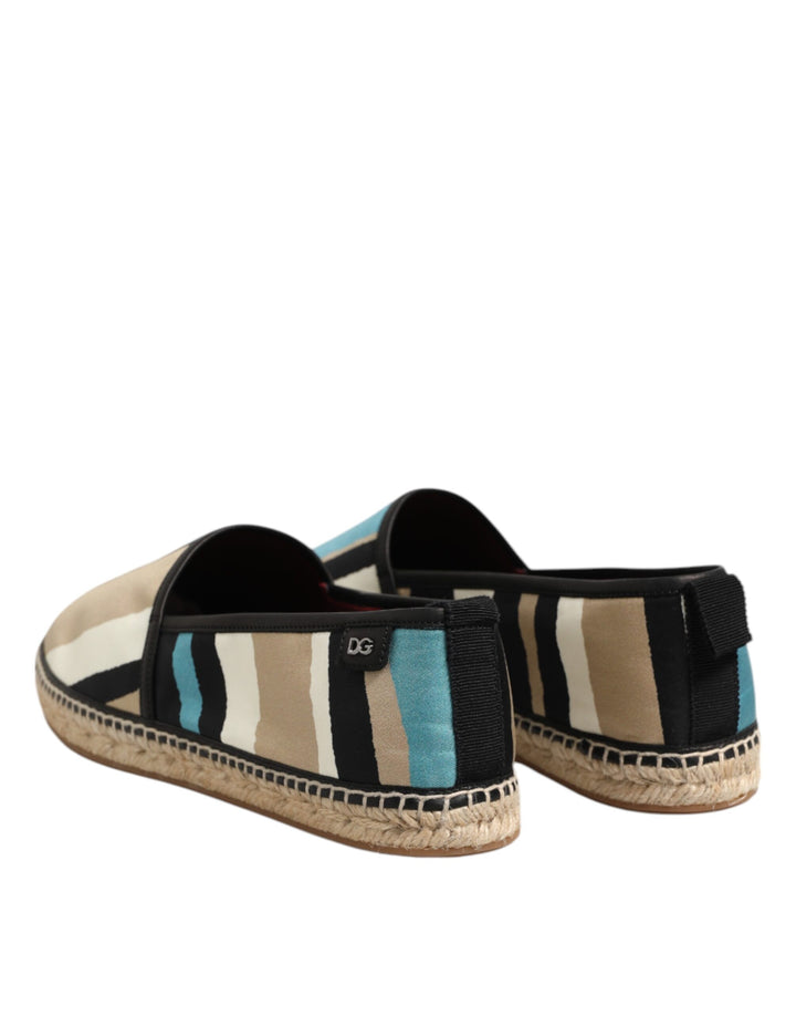Multicolor Stripes Canvas Flat Espadrille Shoes