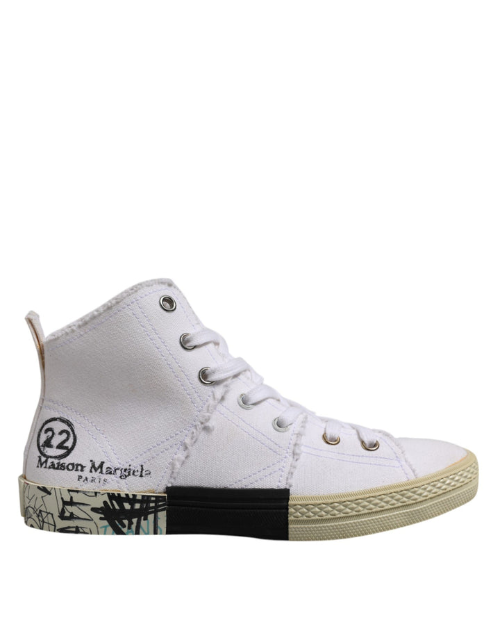 White Lace Up Mid Top Women Sneakers Shoes