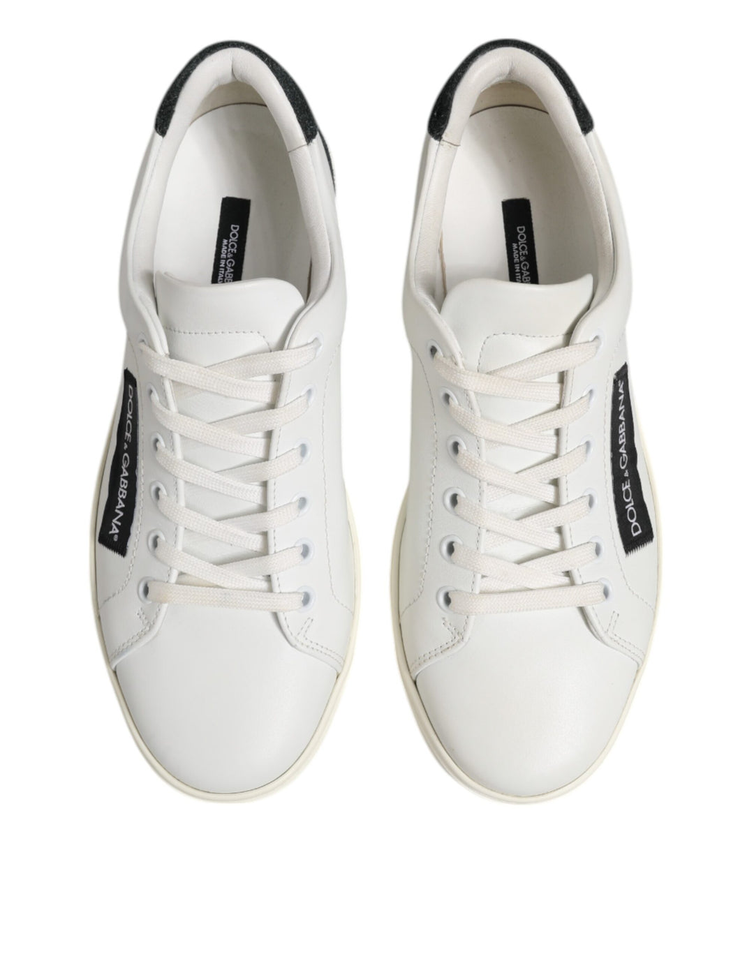 White Black Leather Lace Up Men Sneakers Shoes