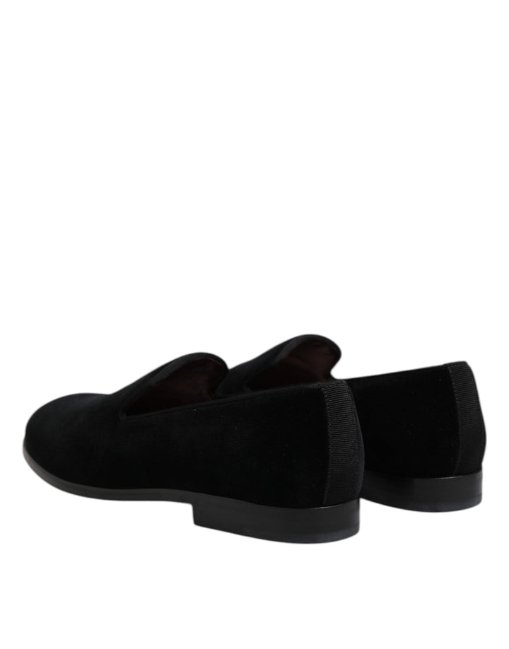 Black Velvet Slip On Loafers Formal Shoes