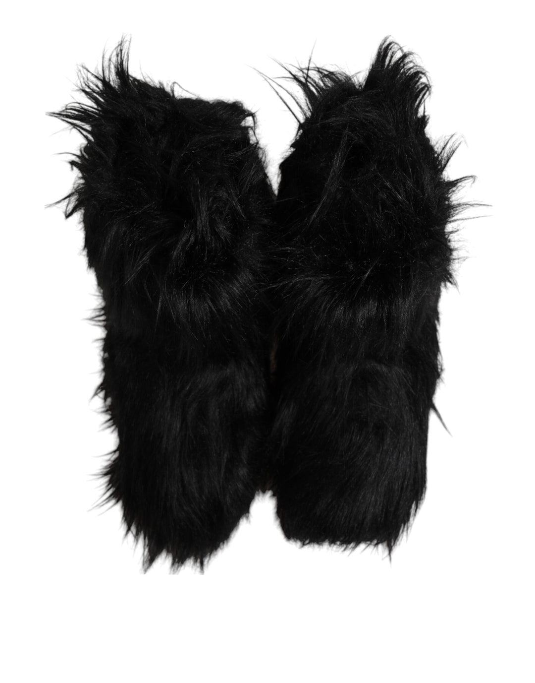 Black Faux Fur Mid Calf Boots Shoes