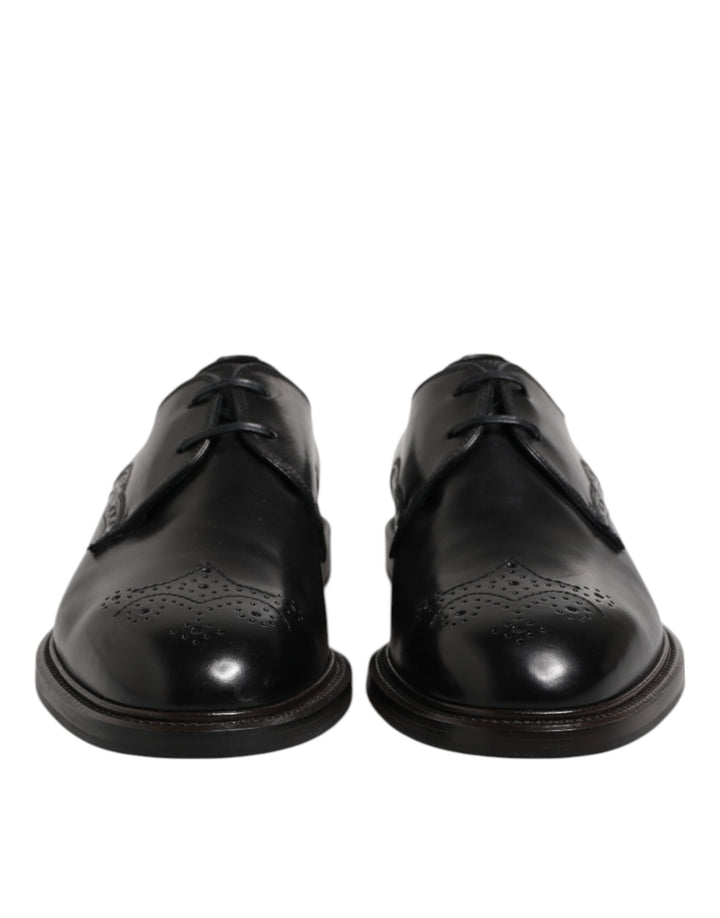 Black Leather Derby Wingtip Formal Shoes