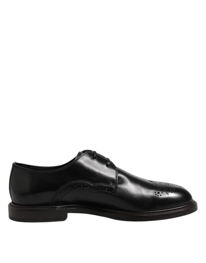 Black Leather Derby Wingtip Formal Shoes
