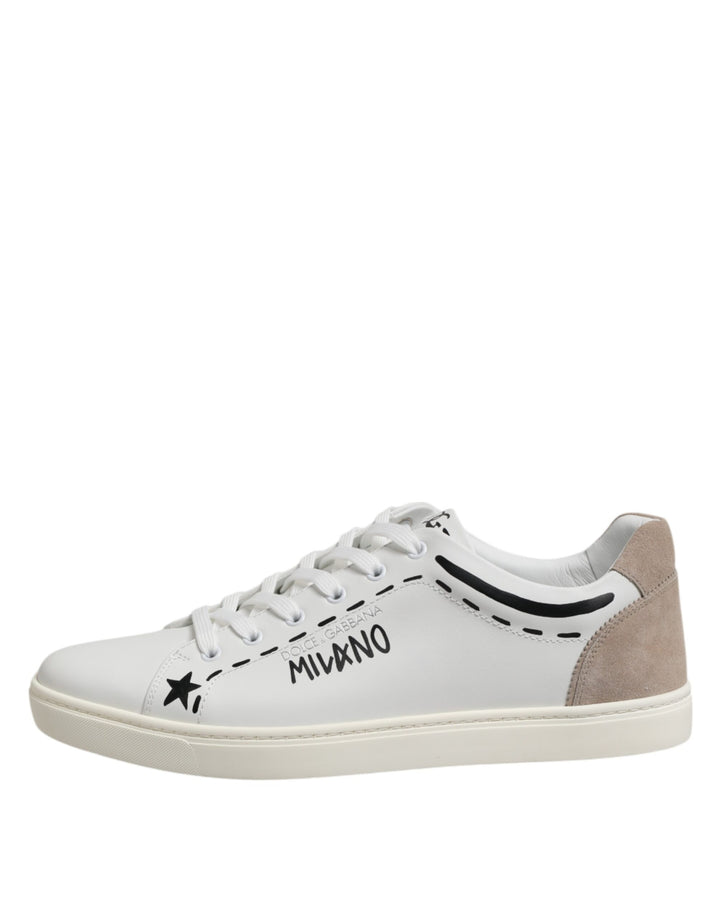 White Leather MILANO Low Top Sneakers Shoes