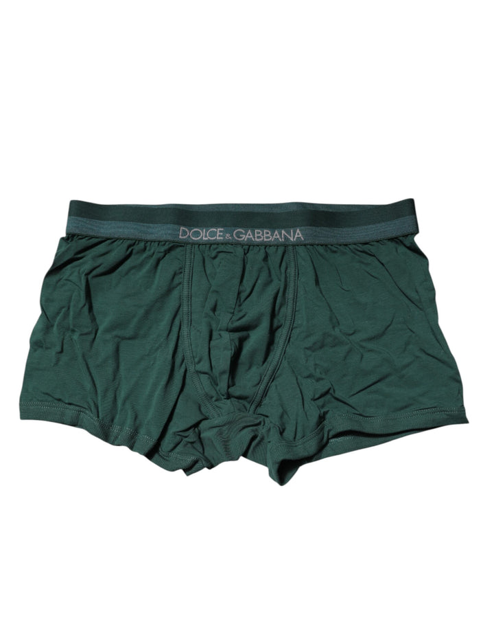 Green Cotton Regular Men Boxer Brief Underwear