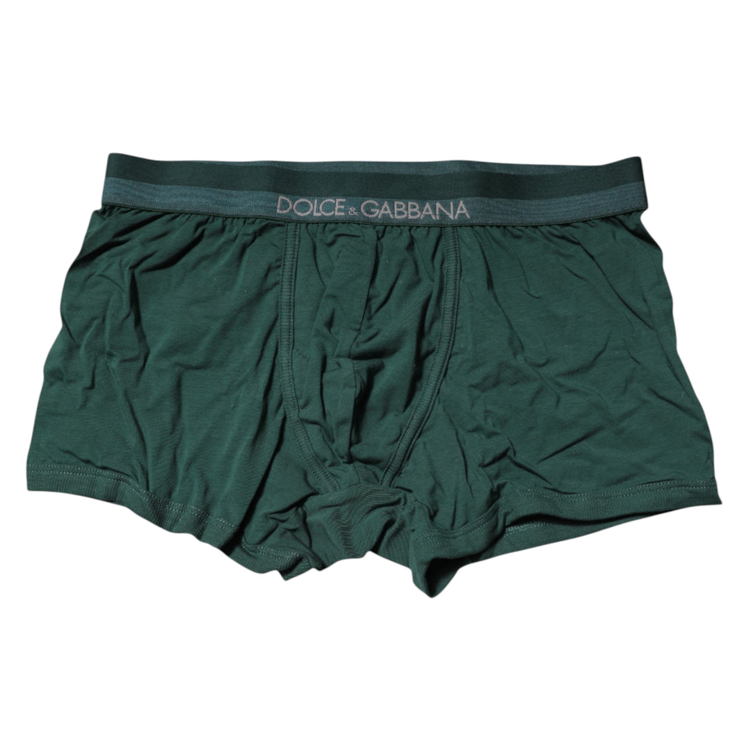 Green Cotton Regular Men Boxer Brief Underwear