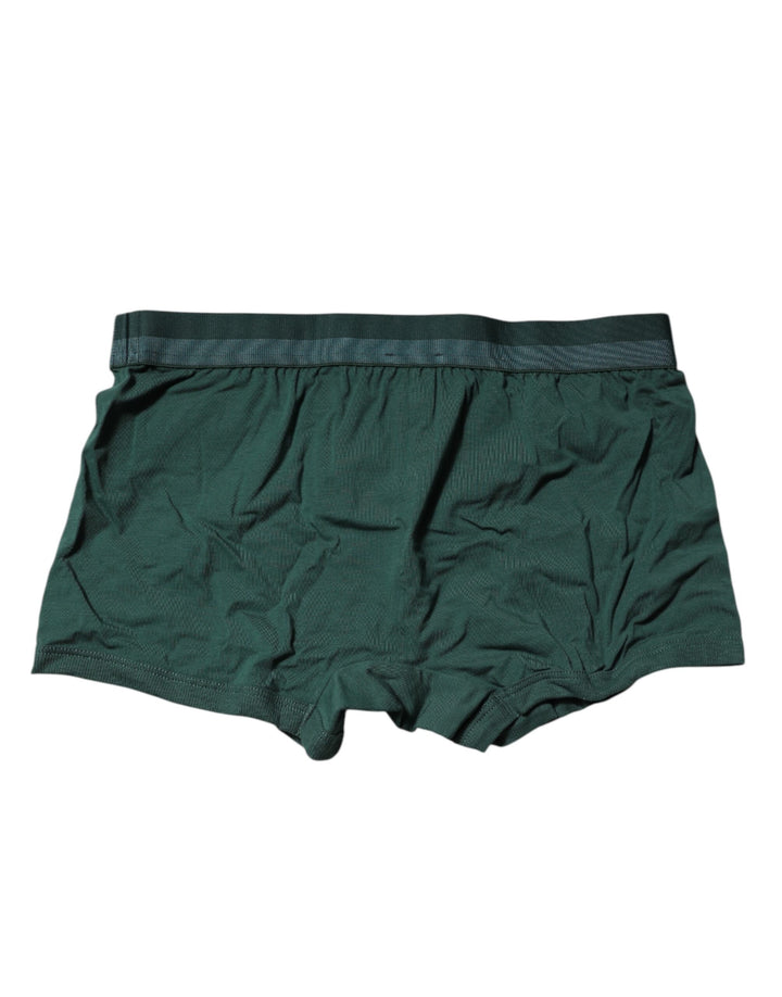 Green Cotton Regular Men Boxer Brief Underwear