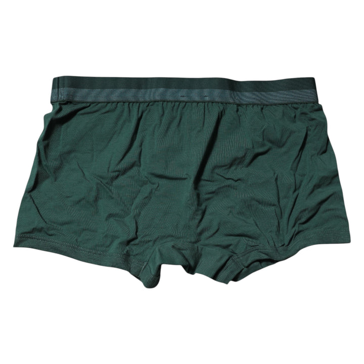 Green Cotton Regular Men Boxer Brief Underwear