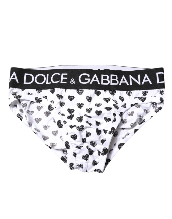 White Heart Printed Regular Brief Underwear