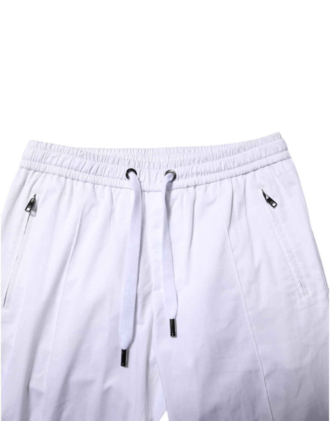 White Cotton Stretch Logo Men Jogger Pants