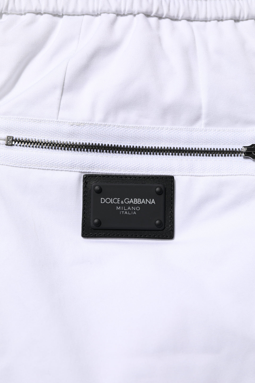 White Cotton Stretch Logo Men Jogger Pants