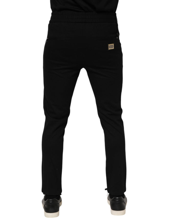 Black Viscose Drawstring Men Jogger Pants