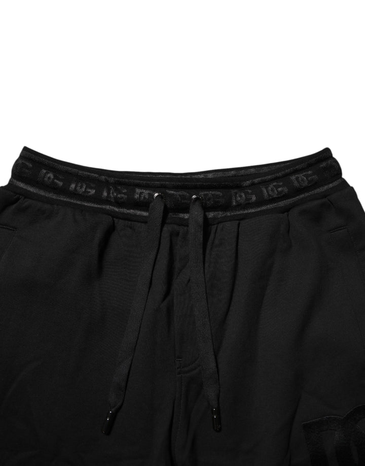 Black Cotton Drawstring Jogger Pants