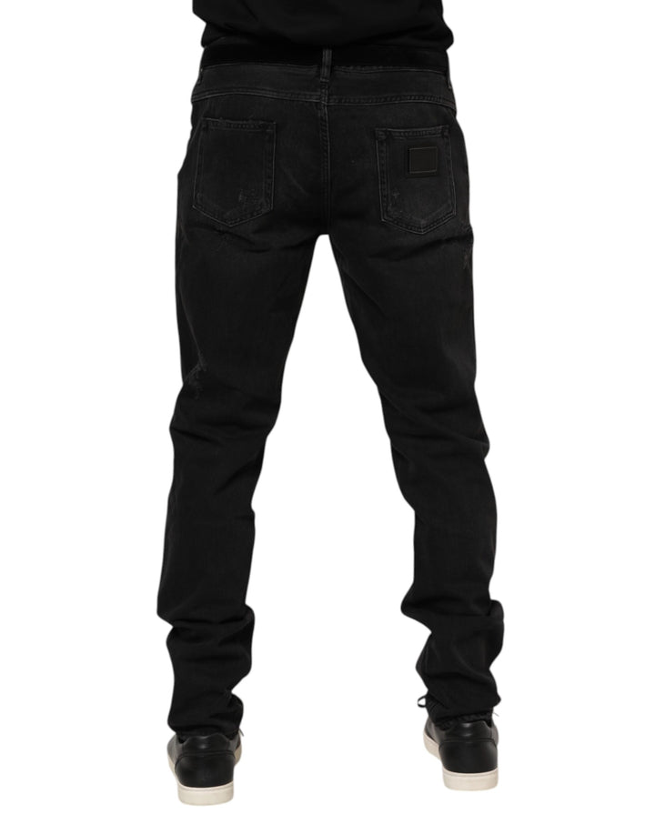 Black Cotton Logo Plaque Skinny Denim Jeans