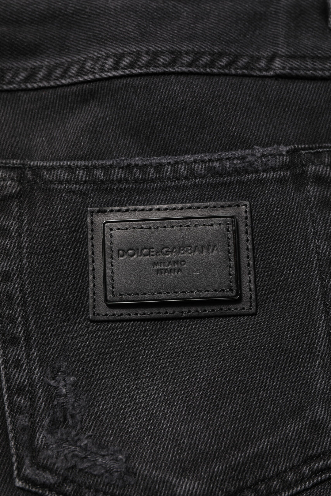 Black Cotton Logo Plaque Skinny Denim Jeans