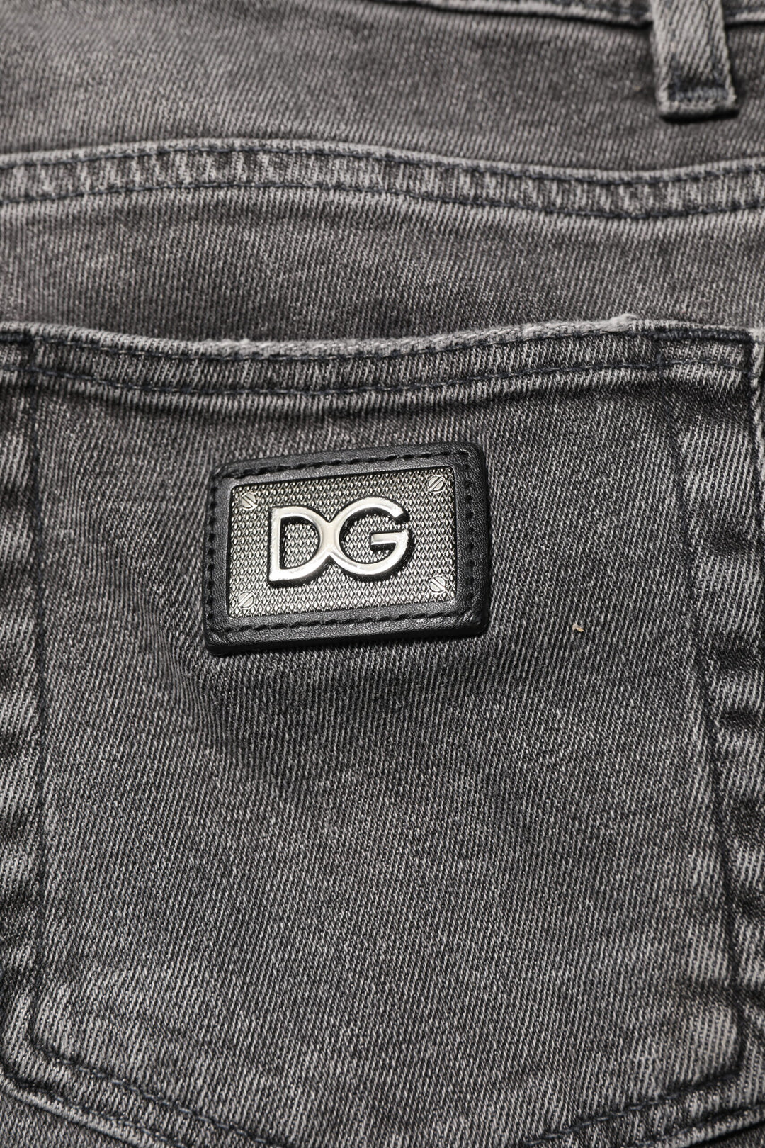 Gray Cotton Logo Plaque Men Denim Jeans