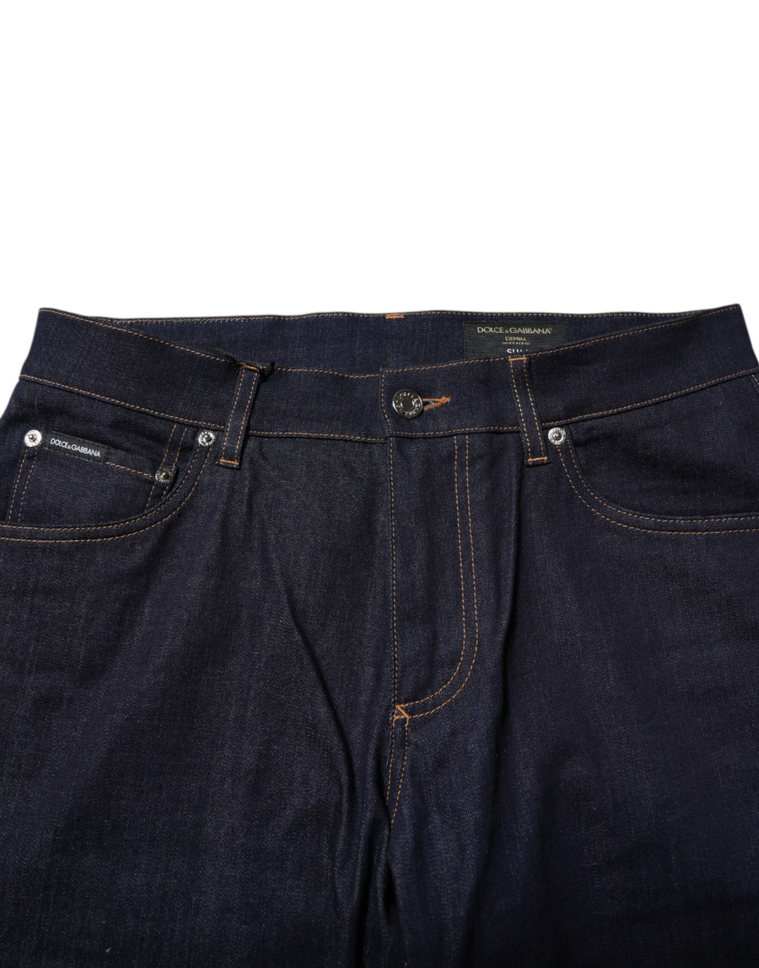Dark Blue Cotton Logo Slim Fit Men Denim Jeans
