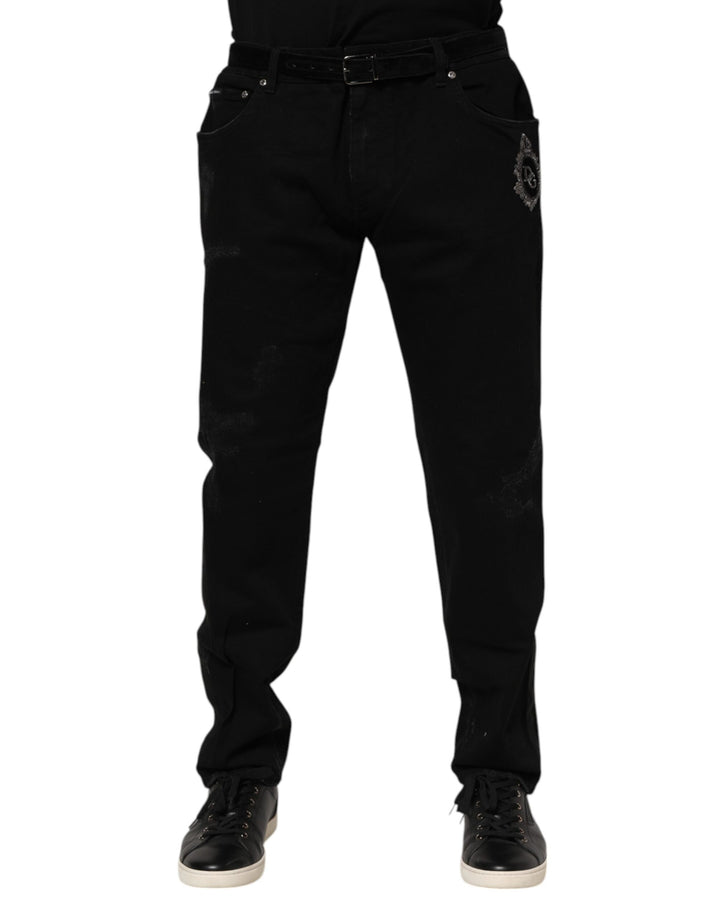 Black Cotton Skinny Men Denim Jeans