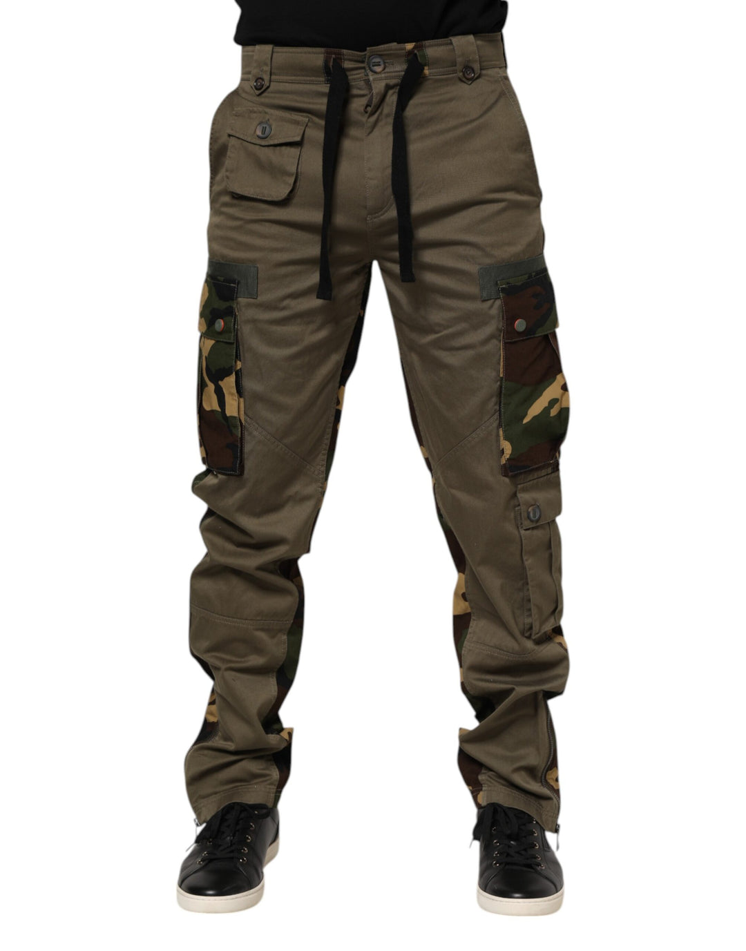 Brown Cotton Camouflage Cargo Pants
