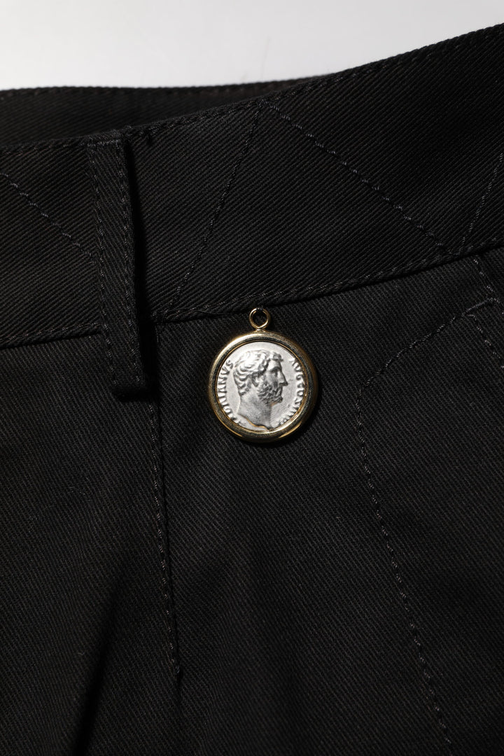 Black Cotton Knee Length Men Bermuda Shorts