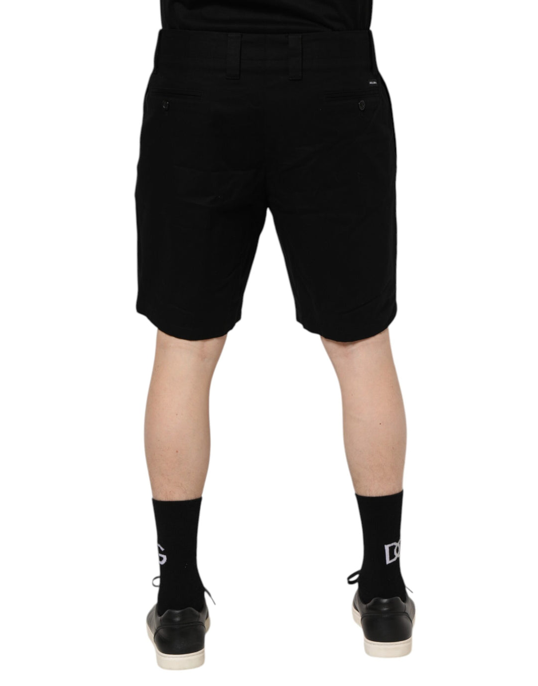 Black Cotton Knee Length Men Bermuda Shorts