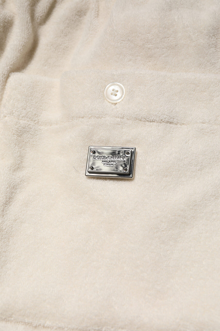 Ivory Cotton Men Bermuda Sweatshorts Shorts