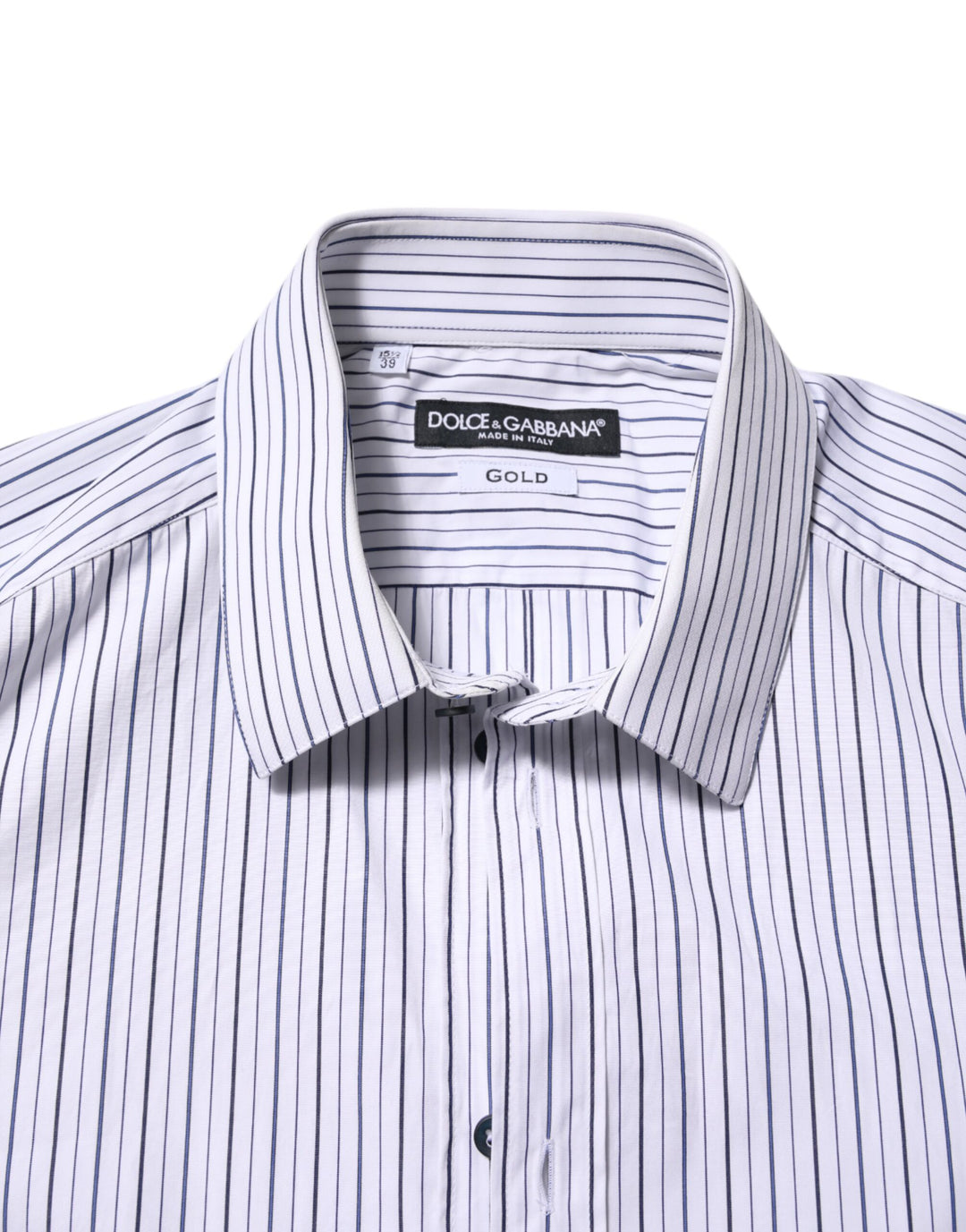 White Blue Striped Cotton GOLD Formal Shirt
