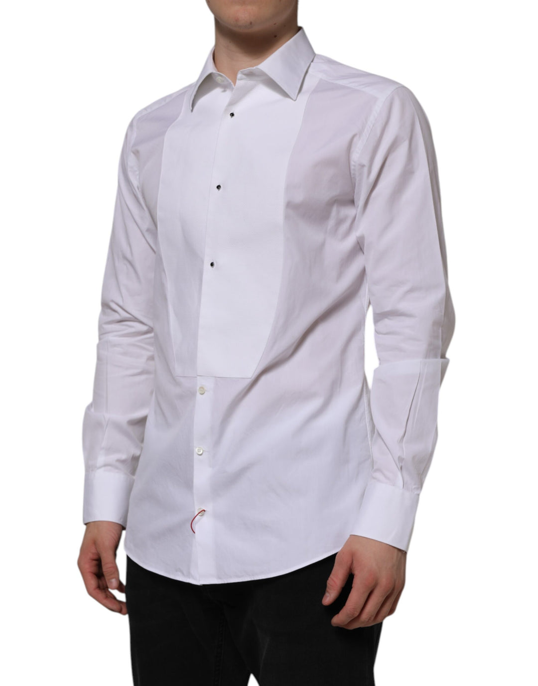 White Bib Cotton Popline GOLD Men Formal Shirt