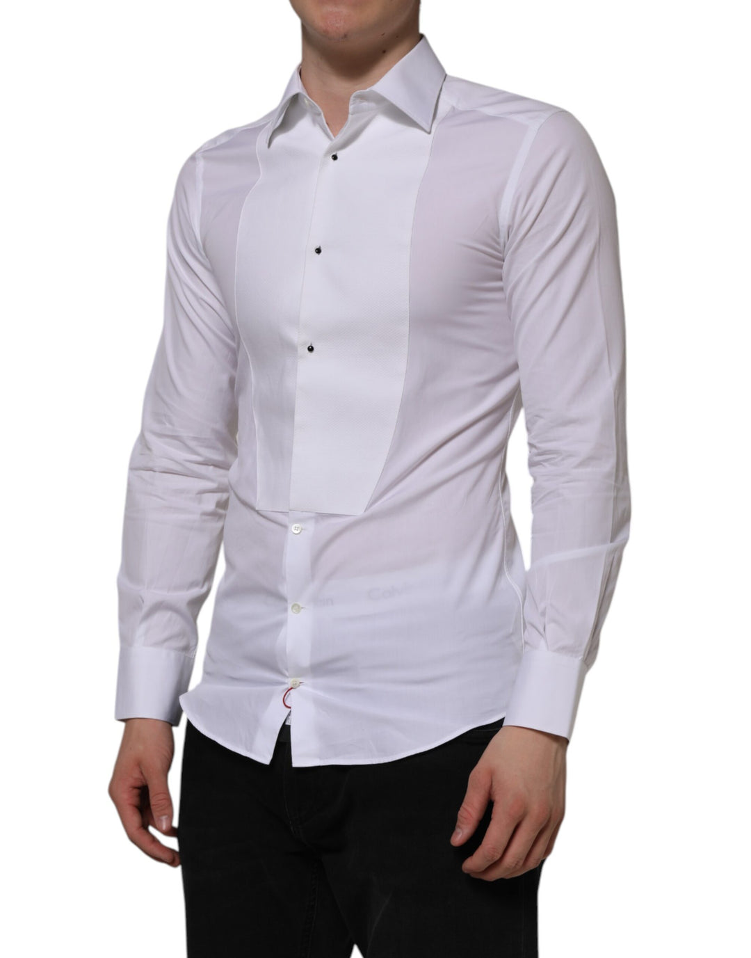 White Cotton GOLD Bib Poplin Formal Shirt
