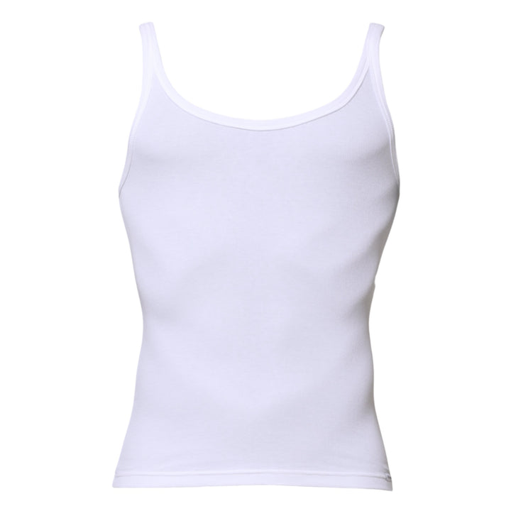 White Sleeveless Round Neck Men Tank T-shirt