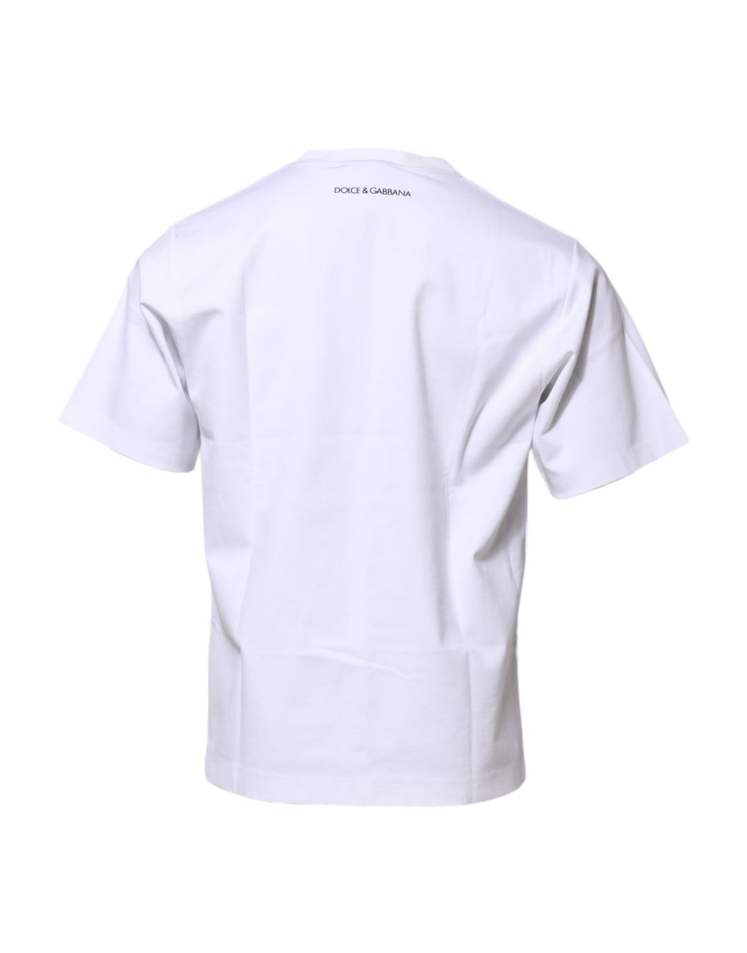 White Cotton Crew Neck Graphic Print T-shirt