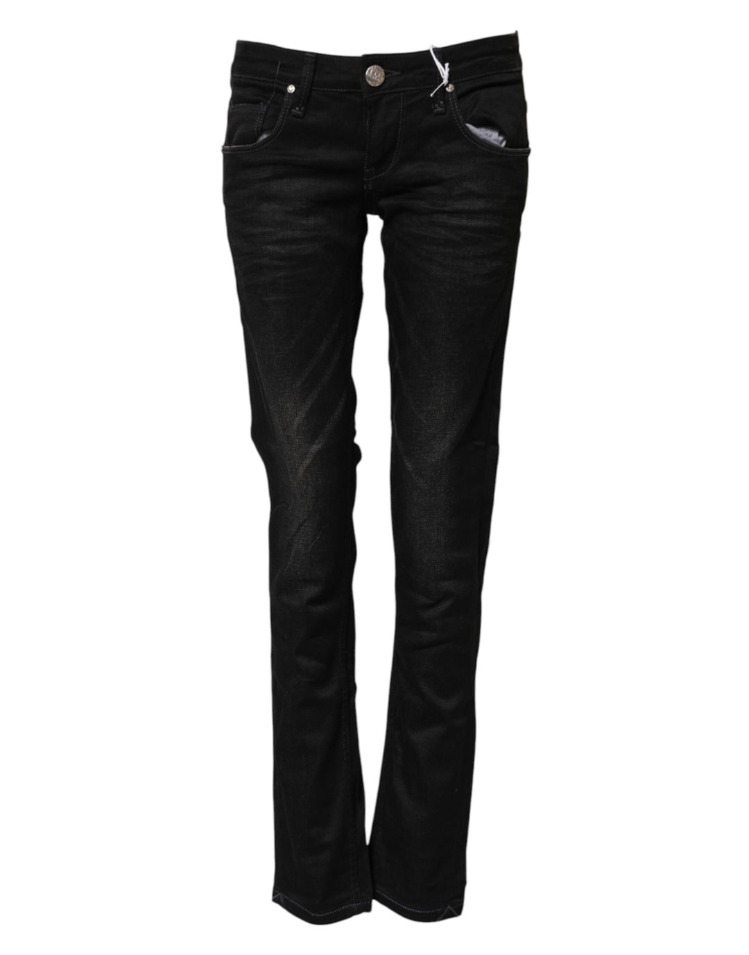 Black Cotton Slim Fit Denim Low Waist Denim Jeans