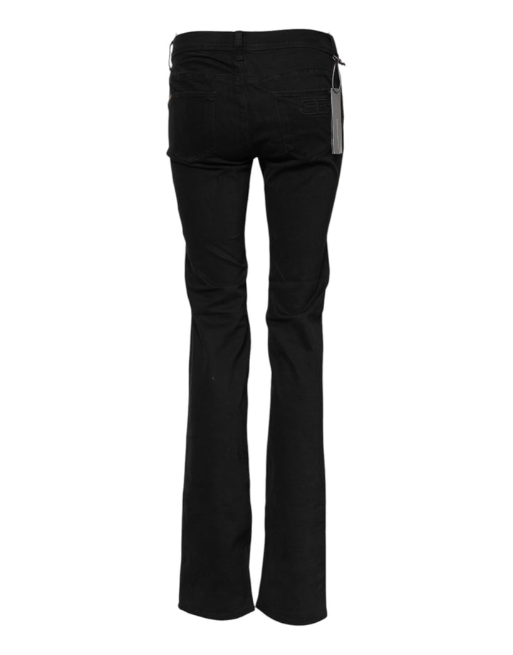 Black Cotton Stretch Flared Bootcut Denim Jeans