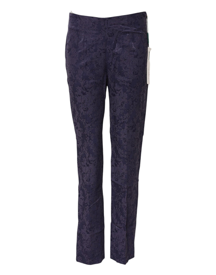 Purple Jacquard High Waisted Pants