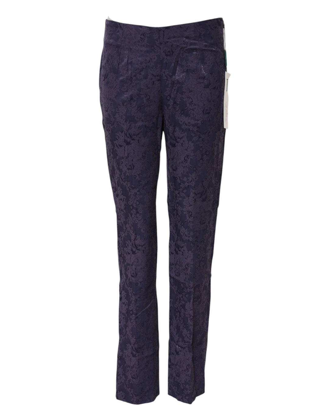Purple Jacquard High Waisted Pants