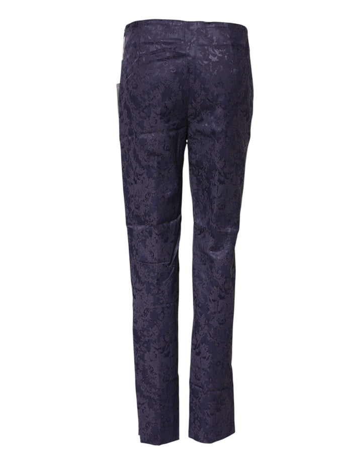 Purple Jacquard High Waisted Pants